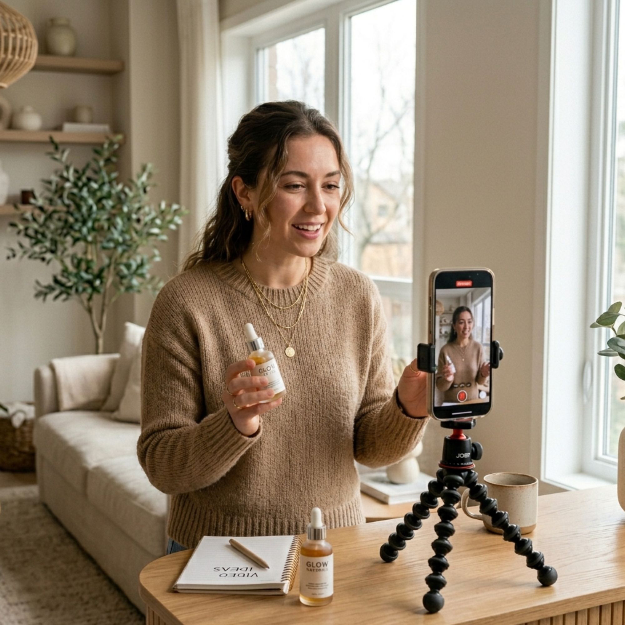 Creator working on content at a desk or on location in Calgary